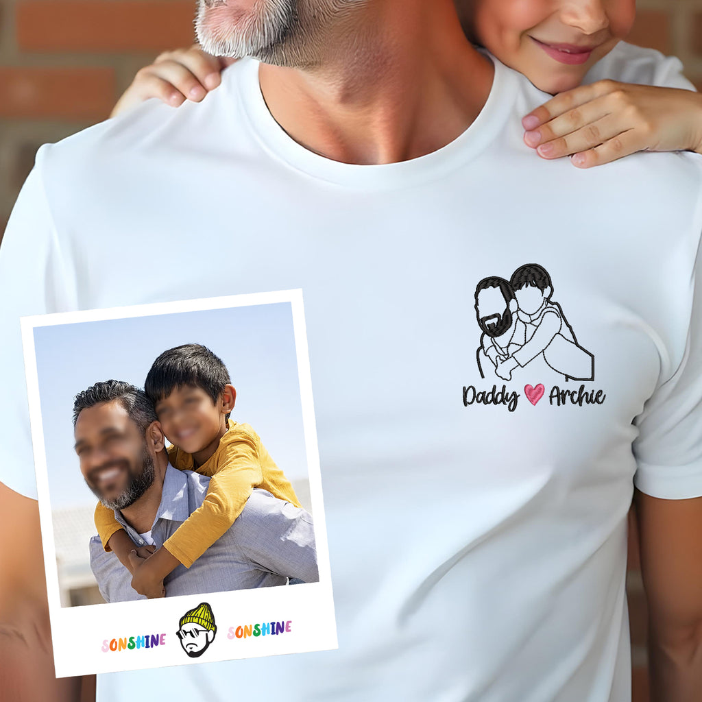 Custom Portrait Outline Embroidered Tee