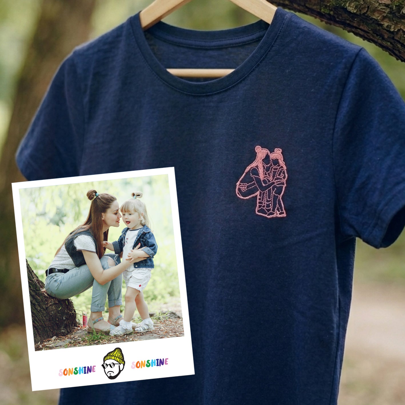 Custom Portrait Outline Embroidered Tee